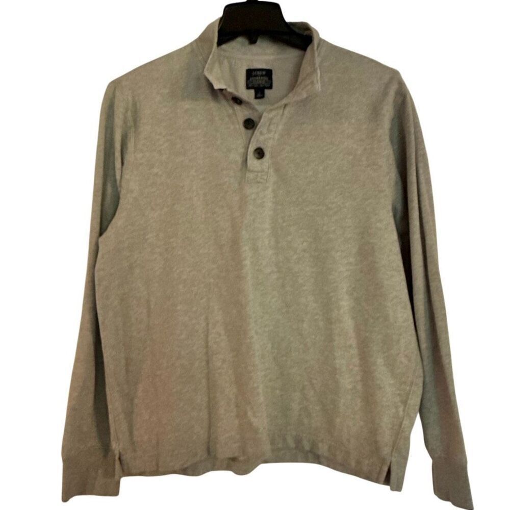 J.Crew authentic fleece grey cotton neck sweater pullover large